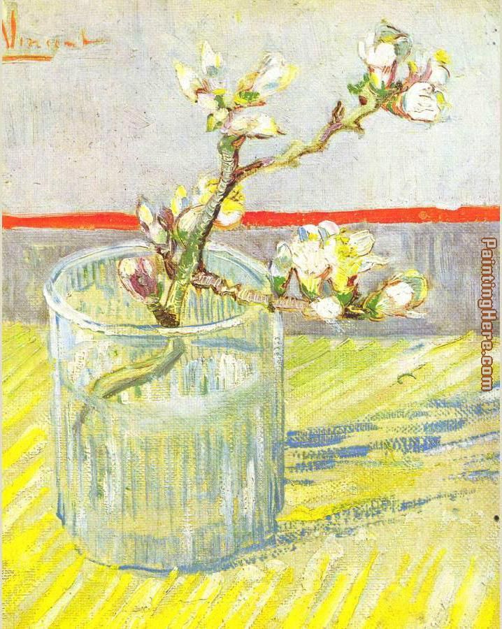 Vincent van Gogh Sprig of Flowering Almond Blossom in a glass